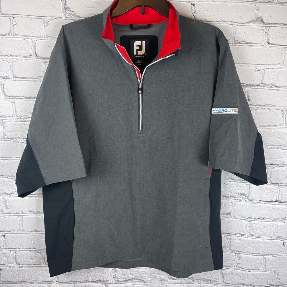 Footjoy Jacket Mens Medium Black Red Dryjoys Hydrolite Windbreaker Rain Coat